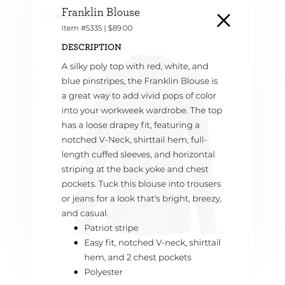 Cabi Franklin Blouse Shirt❤️🤍💙 - Picture 14 of 16